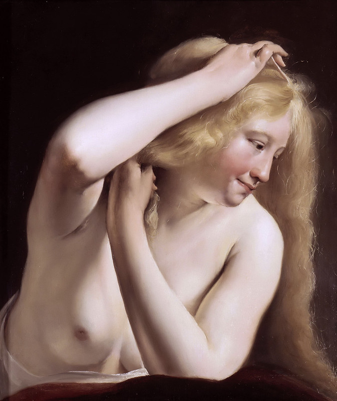 Solaman du Bray Young Woman Combing Her Hair Louvre