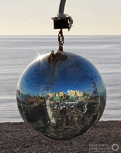 Beach Mirror Ball by Hexagoneye Photography