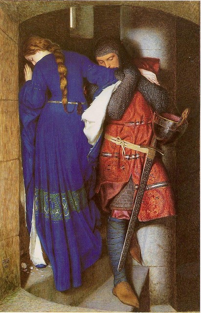 Frederic WilliamBurton, Hellelil and Hildebrand the Meeting on the Turret Stairs, 1864