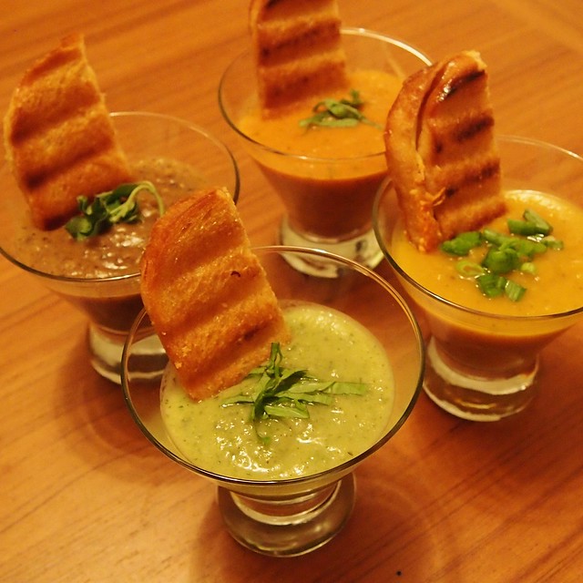 4 smooth soups with grilled cheese! Yum!  http://mostlysoup.blogspot.com/2014/02/quatro-of-smooth-soups-with-grilled.html