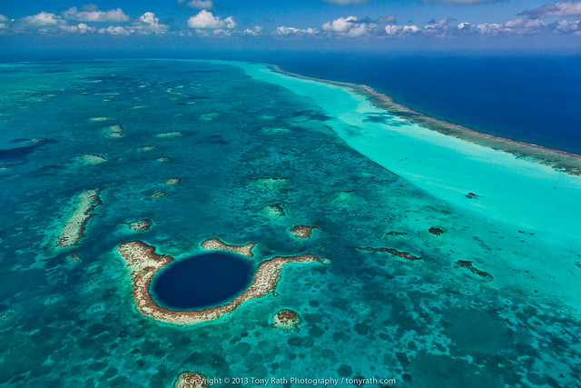 Aerial of Blue Hole on Lighthouse Reef