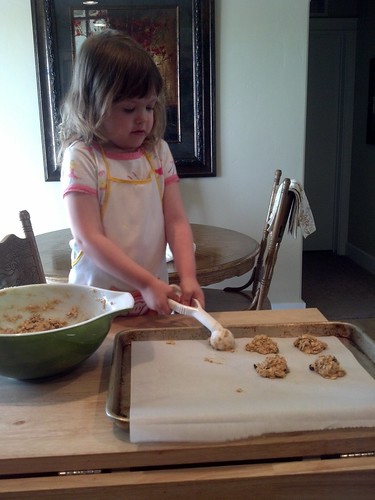 Making banana oatmeal cookies