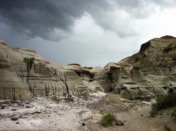 Badlands at Dinosaur Provincial Park. Moments later it was bucketing down and we were drenched. #badlands #dinosaurprovincialpark #landscape #jj_landscapes #alberta #canada