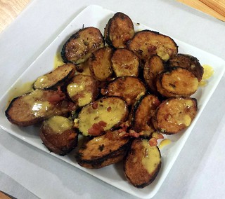 Mustard-Herb Roasted Potatoes w Pancetta & Cider-Mustard Sauce