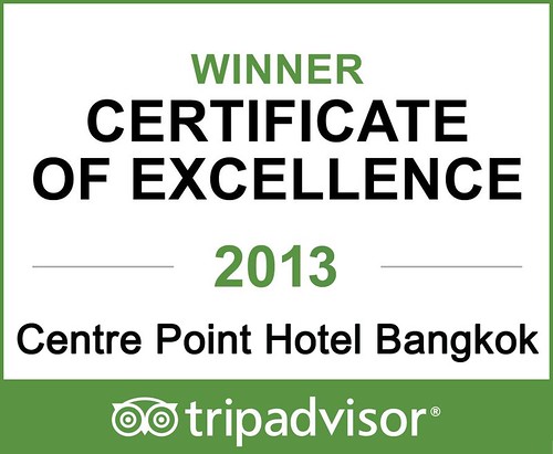 TripAdvisor Honours Centre Point Hotel Bangkok, Thailand “Certificate of Excellence 201 by centrepointhospitality