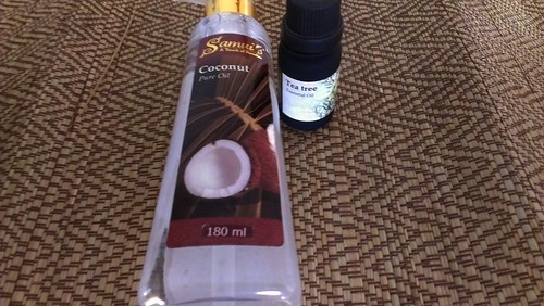Coconuts oil and tea tree oil