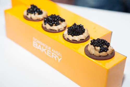 Dominique Ansel Bakery - Chocolate caviar served with coffee caramel cream and sablé cookie