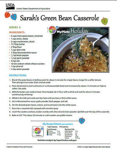 Sarah’s Green Bean Casserole recipe. Click to enlarge for larger version.