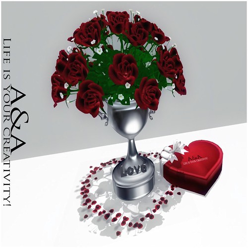 ::A&A:: Red Roses Vase - LOVE by Alliana Petunia