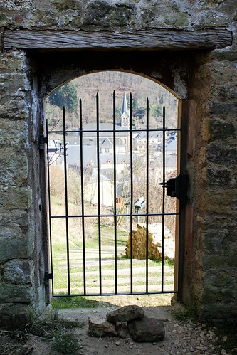 Gate from Larochette Castle down to the village