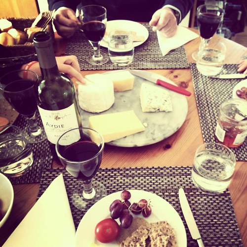 Family lunch cheese sharing French wine