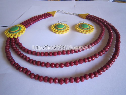 Paper Beads and Quilling Brooch Necklace & Studs (FAH01225) (2) by fah2305