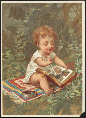 Child drawing in a book. [front]