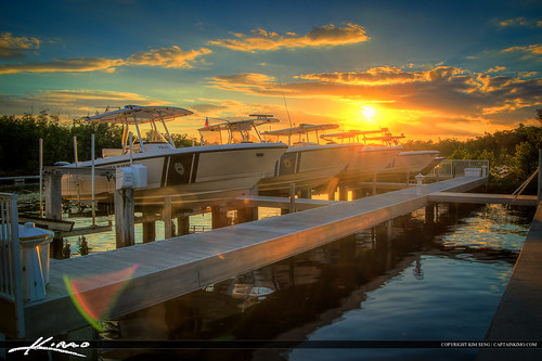 Sunset Police Boats Spanish River Park Boca Raton by Captain Kimo