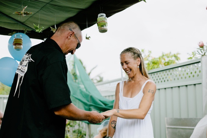 Backyard Wedding - exchanging rings