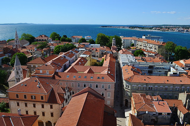 Zadar old city seen from tower of St Anastasia Cathedral