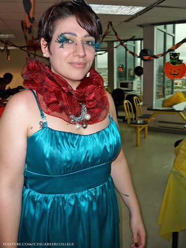 CDI College Laval Campus Halloween Costumes and Decoration Themes - Marine Blue Dress and Eye Lashes
