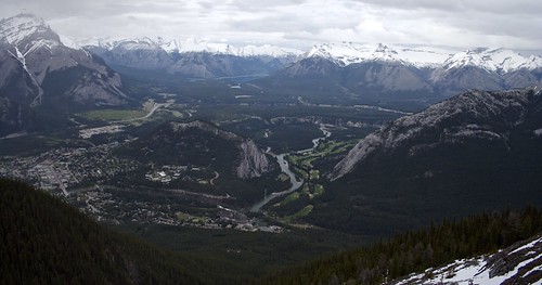 Banff Gondola - View of the Town of Banff, Tunnel Mountain and the Canadian Rockies