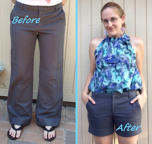 Grey Trouser Shorts - Before & After