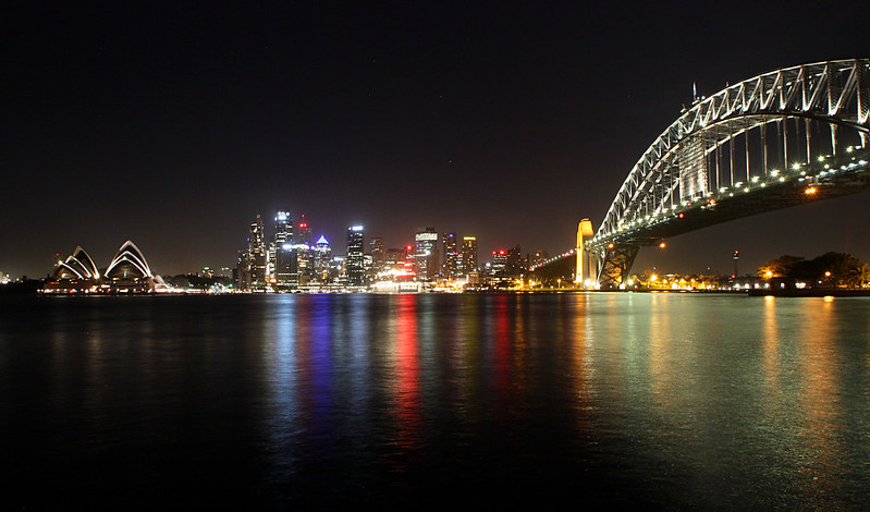 Sydney Bay Harbour Bridge by night