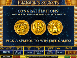 free Pharaoh's Secrets slot bonus round