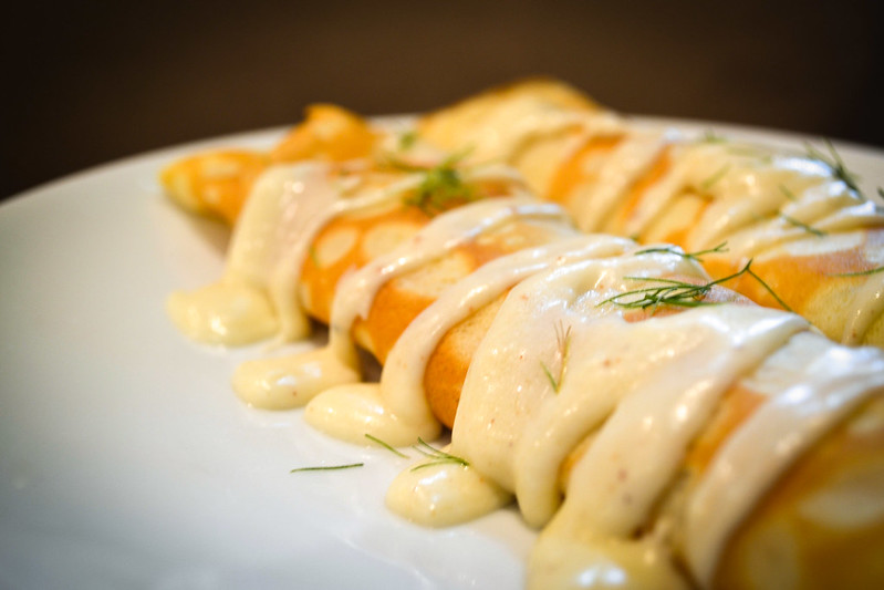 smoked salmon stuffed crepes with bechamel sauce | things i made today