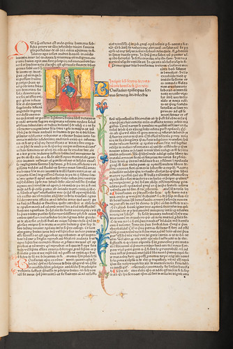 Illuminated historiated initial in Bonifacius VIII, Pont. Max.: Liber sextus Decretalium