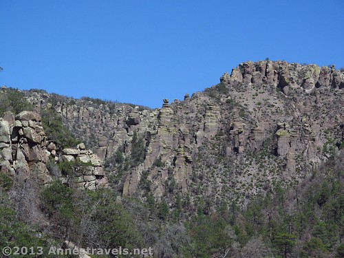 Looking upcanyon while switchbacking up to the Echo Canyon Trail on the Upper Rhyolite Trail, Chiricahua National Monument, Arizona