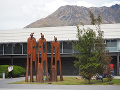 Three Maori chiefs scultpure, Queenstown Airport NZ