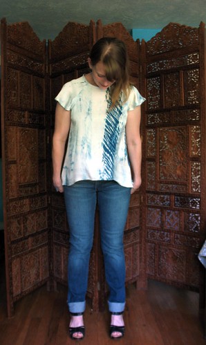 Top made from hand dyed Shibori Silk
