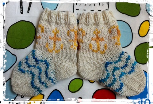 Anchors and Waves Baby Socks by Beatrixknits