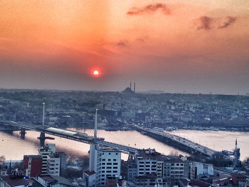 Sunset view from the galata tower in istanbul