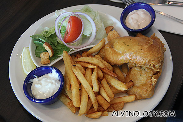FISH & CHIPS - Fillet of fish dipped in our special batter and deep-fried to a golden brown. Served with french fries.