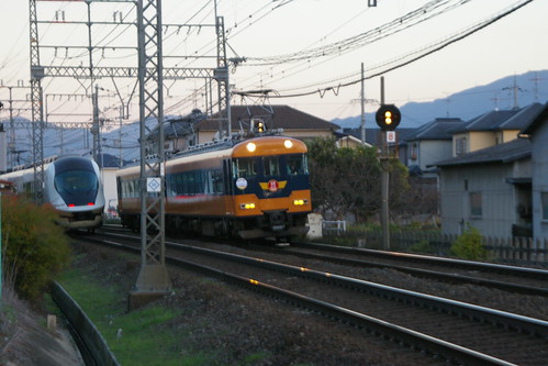 Kintetsu18400series near Miminashi station in Kashihara, Nara, Japan /Nov 30, 2013