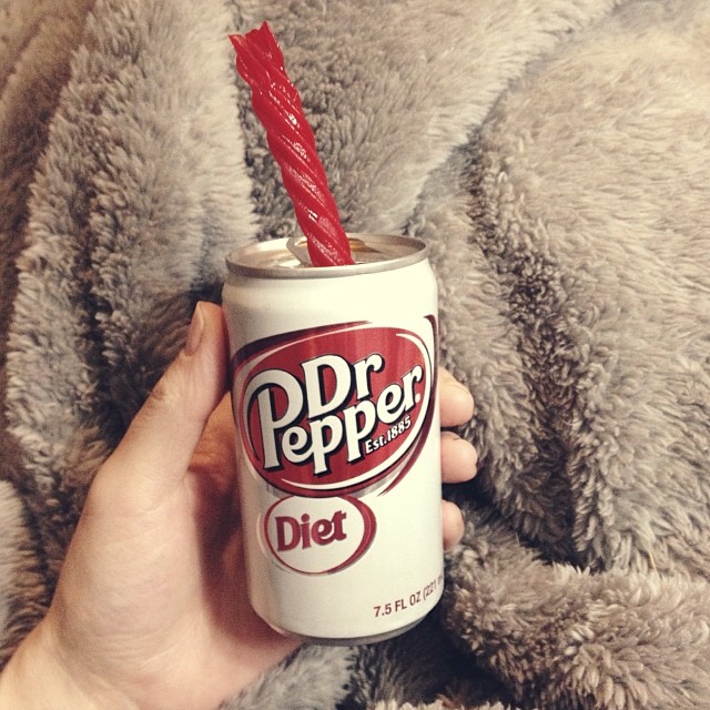 Starting a cleanse tomorrow, so I'm celebrating with the best ever, Dr. Pepper and Red Vines... #365grateful
