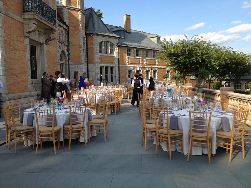 Tables for the wedding reception outside Philly