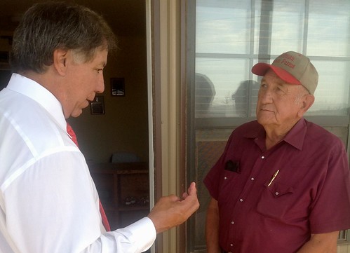 Under Secretary Edward Avalos talks to Dick Hoffman, owner of Hoffman Pecan Farms in Stillwater, OK.  Natural disaster assistance that helps save multi-generational farms like this one is a key provision of the Food, Farms and Jobs Bill.