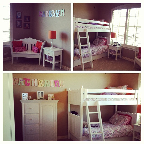 Today's project. Putting the girls twin beds into bunk beds. Adding a reading nook to the room.