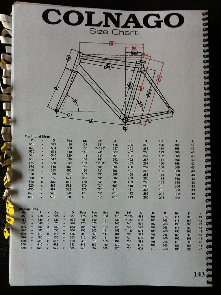 Colnago C59 Geometry Chart