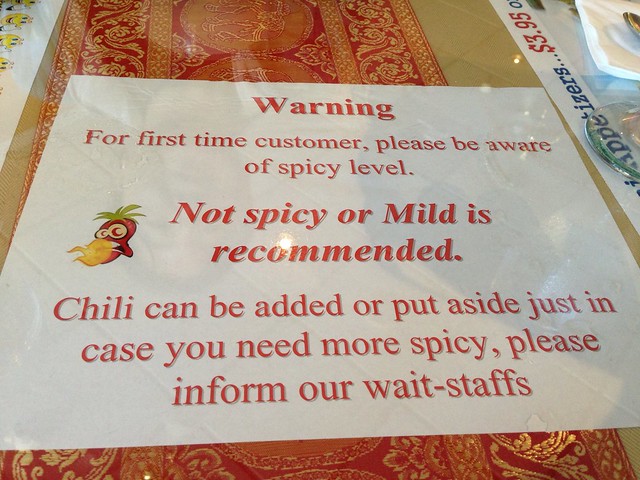 Not spicy or Mild is recommended.