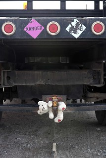 Truck in Kangerlussaq. Doll hanging from Vehicle