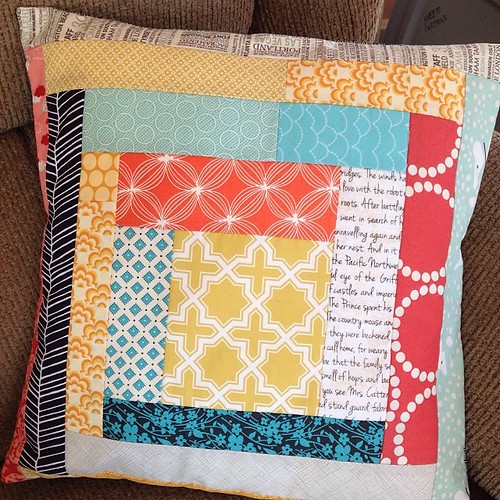 IG says I made this block 40 weeks ago. Finally found its home as a completely unnecessary pillow in Jill's room.