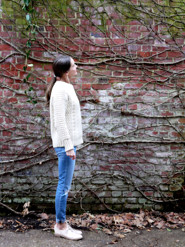 3 jbrand skinny jeans brogues and fisherman sweater ethical style blog