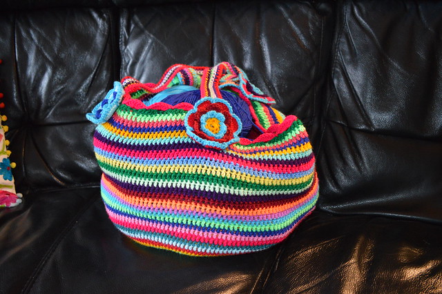 Rainbow crochet bag