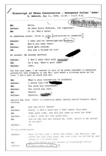 A fake transcript printed in the book