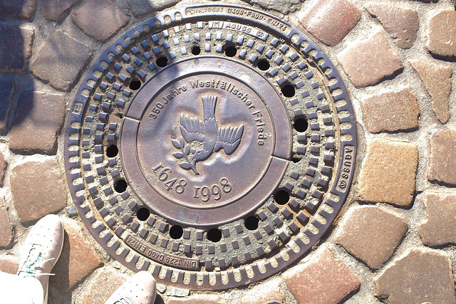 Manhole Cover commemorating the 30-year war in Germany, Peace treaty of 1648 signed in Muenster