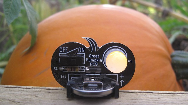 Low Voltage Labs pumpkin PCB in the pumpkin patch
