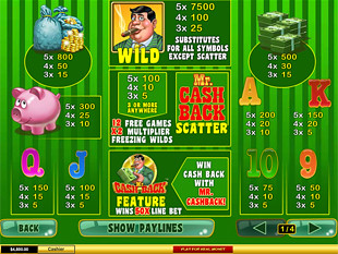 free Mr. CashBack slot payout