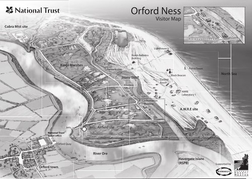 Orford Ness 地圖，National Trust 版權擁有