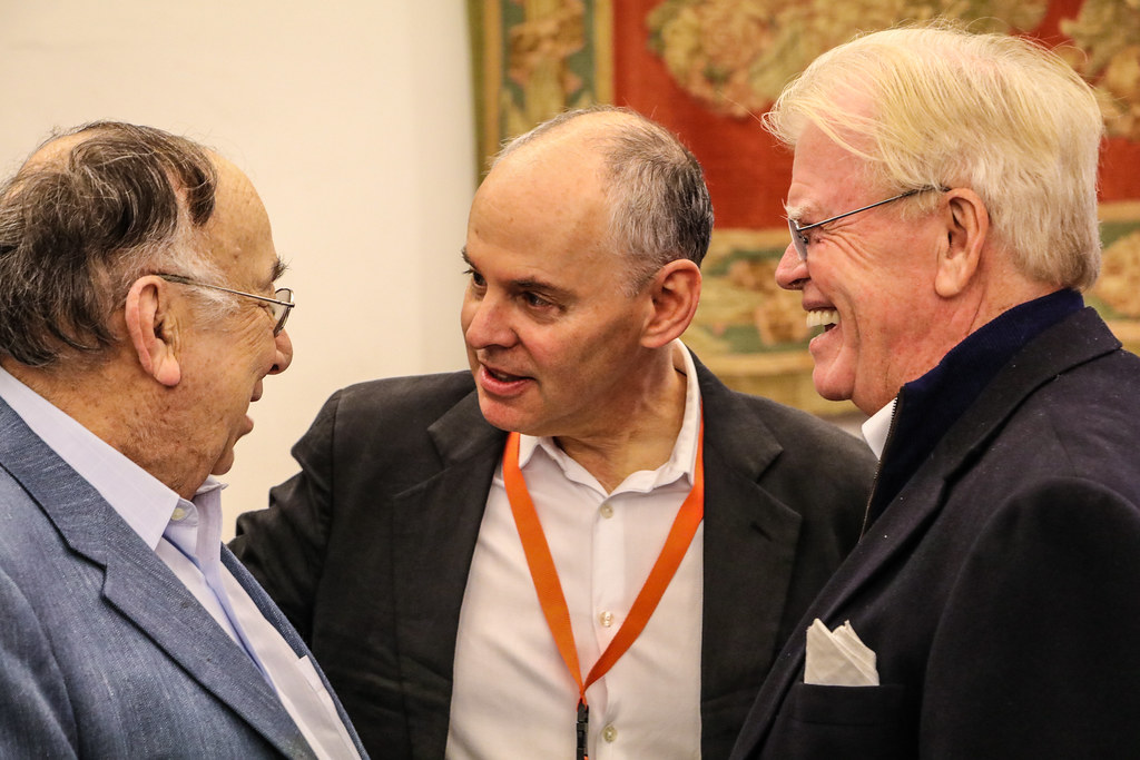 Bob Appel (’53), Dean Kleinman, and Kevin McGovern '70 catch up after the “Rome as Ground” panel.

photo / Bob Joy (B.Arch. '72)